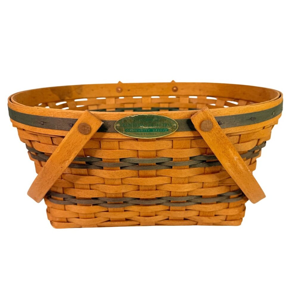 1996 Longaberger community Basket Traditions Collection Woven Basket Dual Handle